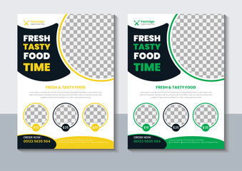 Creative Restaurant Flyer Design, Modern Food Flyer Templates, Vector illustrations