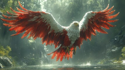 Mom a giant mythical bird with large wings and a sharp beak