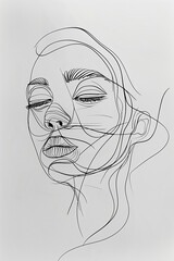 Fototapeta premium Minimalist line art portrait of a woman