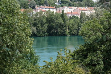 Obraz premium Lyon and Rhone river on sunny summer day, France.