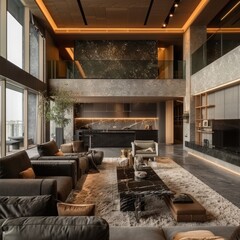 Modern living room interior in a penthouse