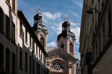 Obraz premium View of Chapel de l'Hotel-Dieu de Lyon on sunny day. Lyon, France.