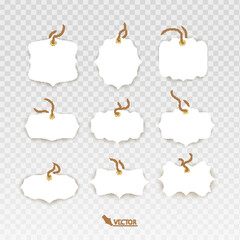 Paper Tags. Price tag made of cardboard, transparent isolated Vector Format