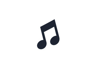 a black music note on a white background