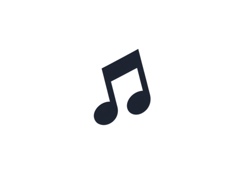 a black music note on a white background
