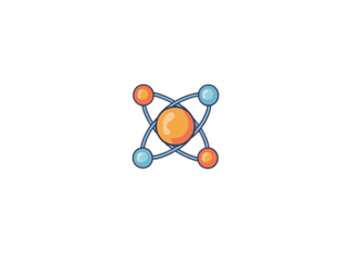a cartoon of a atom