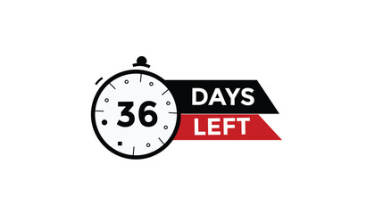 36 days left Countdown number banner templates. time icon. Vector Illustration 
