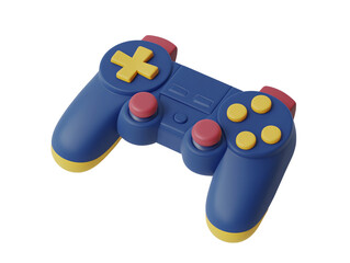 a blue and yellow video game controller