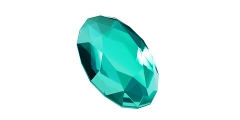 Fototapeta premium Aquamarine Gem on transparent background, turquoise gemstone diamond isolated.