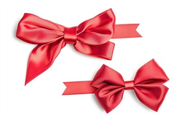 Fototapeta premium Two red bows, one large and the other small