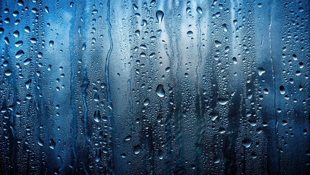 Distressed wet glass with rain water drops on dark blue worn texture, wet, glass, distressed, overlay, weathered, window