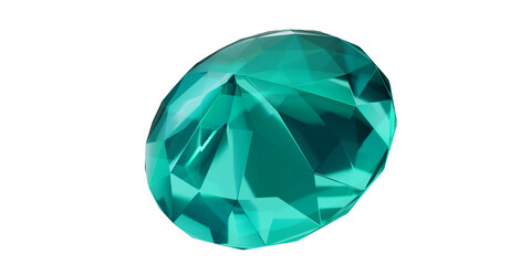 Aquamarine Gem on transparent background, turquoise gemstone diamond isolated.