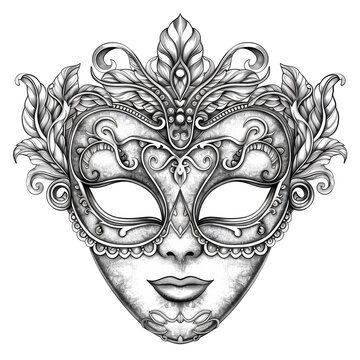 recommend clip art: Carnival Mask Outlines Isolated on Transparent or White Background, PNG