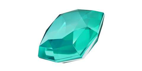 Fototapeta premium Aquamarine Gem on transparent background, turquoise gemstone diamond isolated.