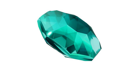 Aquamarine Gem on transparent background, turquoise gemstone diamond isolated.