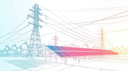 Outline concept of smart grid with solar storage transparent