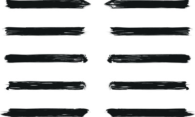Hand drawn custom grunge brushes with rough edges, Collection of vector art brushes