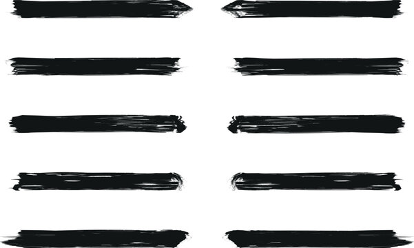 Hand drawn custom grunge brushes with rough edges, Collection of vector art brushes