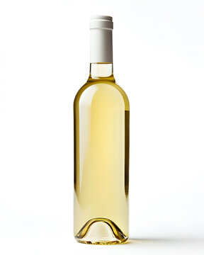 White wine bottle mock up isolated on white background