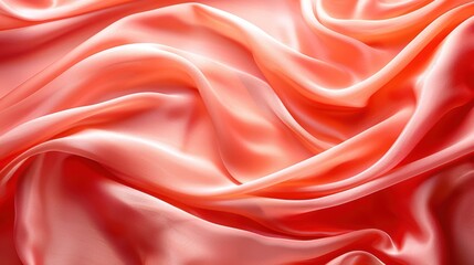 Obraz premium Smooth, flowing red silk fabric with delicate folds and texture. Ideal for background use and textile-themed projects.