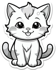 happy and cute cat sticker vector  design