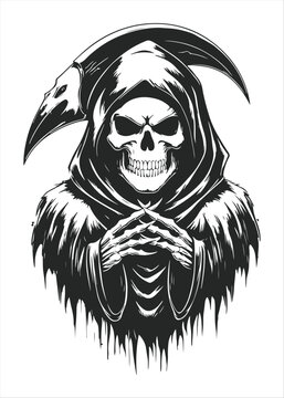 recommend clip art: Grim reaper tshirt tattoo design dark art illustration isolated on white