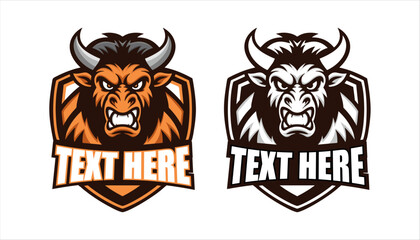 bull head mascot esport logo for game team template illustration