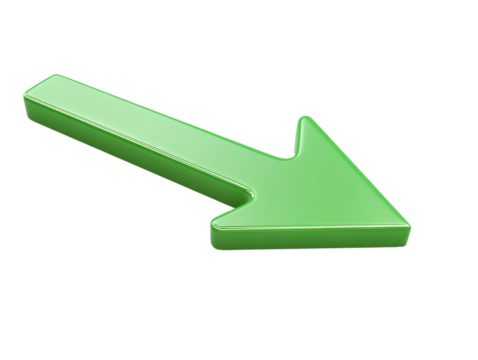 a green arrow pointing down