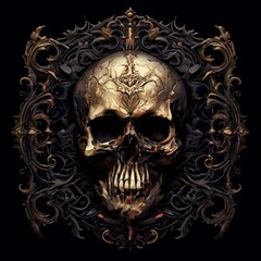 Gothic Skull with Victorian Elements