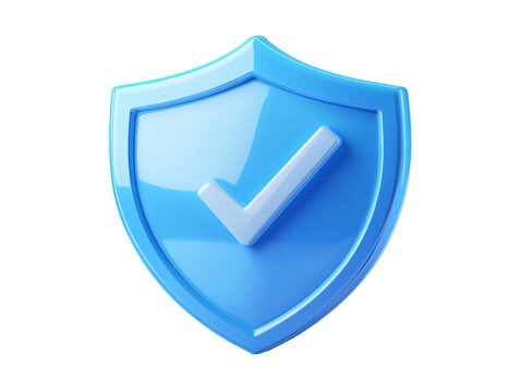a blue shield with a white check mark