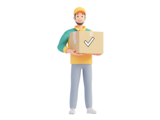 a cartoon character holding a box