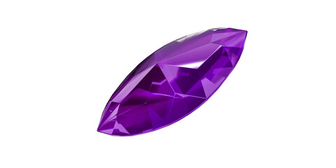 Amethyst Gem on transparent background, purple gemstone diamond isolated.