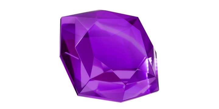 Amethyst Gem on transparent background, purple gemstone diamond isolated. - Powered by Adobe
