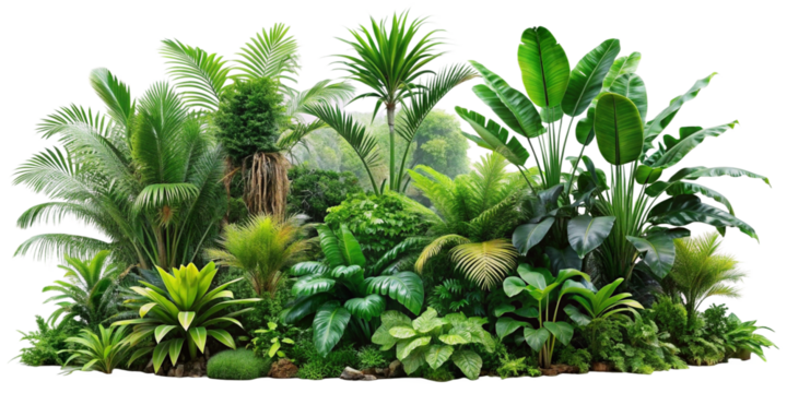 Outdoor Rainforest Graphic - Isolated Vegetation with Clipping Path, Isolated On Transparent Background, Png Cut Out