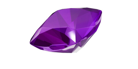 Amethyst Gem on transparent background, purple gemstone diamond isolated.