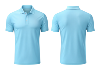 sky blue Polo t shirt mockup isolated on white