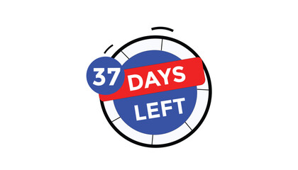37 days left Countdown number banner templates. time icon. Vector Illustration 
