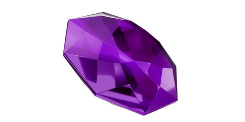 Amethyst Gem on transparent background, purple gemstone diamond isolated.