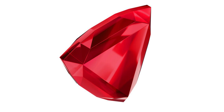 Ruby Gem on transparent background, red gemstone diamond isolated.
