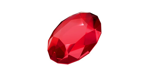 Ruby Gem on transparent background, red gemstone diamond isolated.