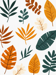 Fototapeta premium A colorful drawing of leaves with a variety of colors and sizes