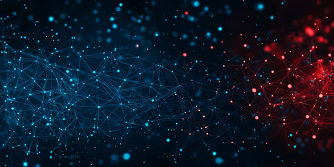 A blue background with purple and blue dots that look like stars