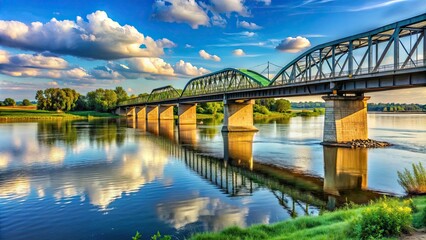 Naklejka premium Road bridge crossing over the river Vistula in Tczew, Poland, bridge, river, Vistula, Tczew, Poland, transportation