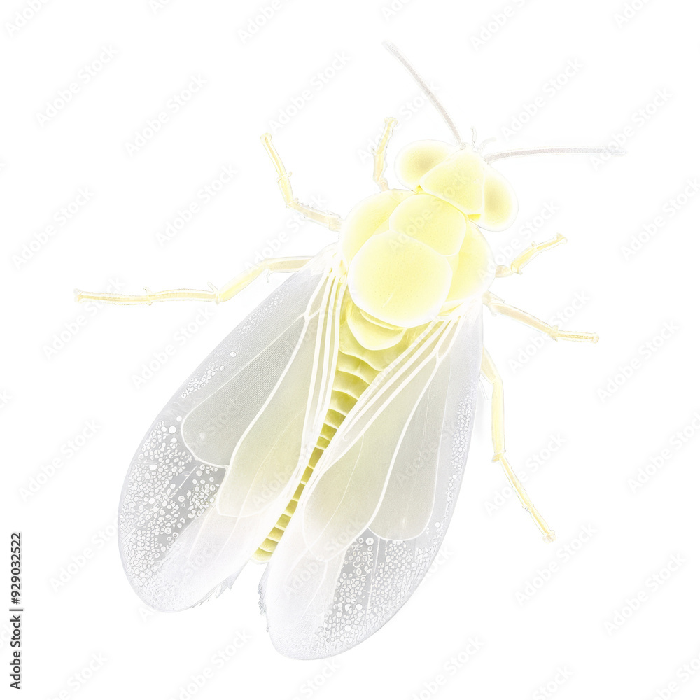 Wall mural A yellow bug with a white body and legs isolated on transparent background.