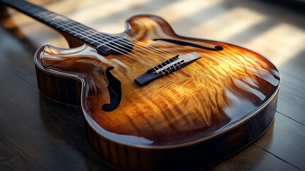 Polished Sunburst Acoustic Guitar with F-Hole