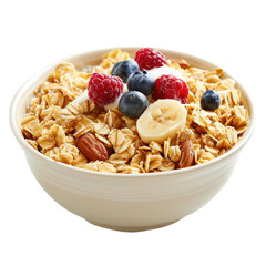 Oatmeal Porridge Breakfast Isolated on Transparent or White Background, PNG