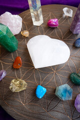 Gemstones minerals stones in the shape of obelisks. Witchcraft, herbal medicine and healing, Magic...
