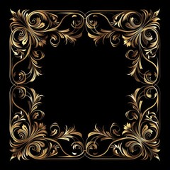 Gold frame pattern on black background.