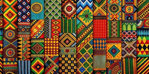 Vibrant and colorful patterns representing black culture, African, African American, tradition, heritage, diversity, celebration