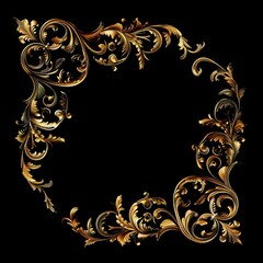 Gold frame pattern on black background.